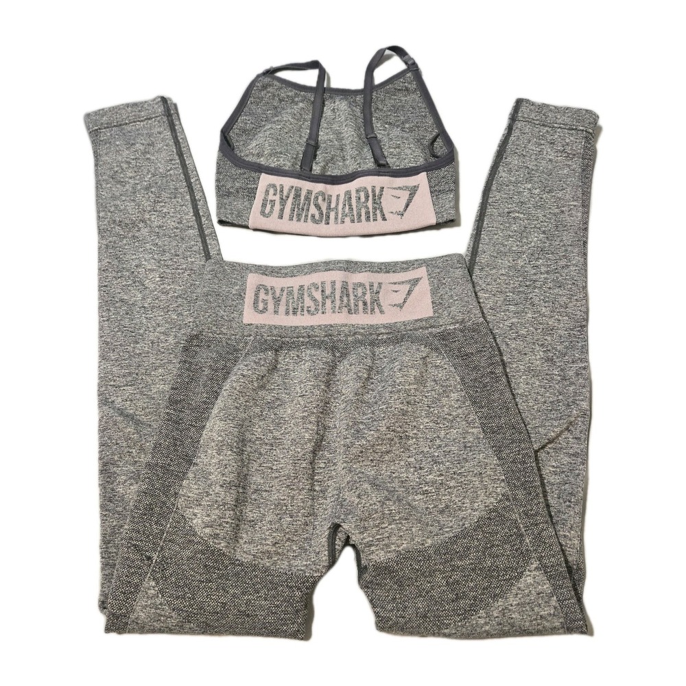 Gymshark Women's Activewear Set Gray Pink Ombre, Size XS/S Adjustable Straps